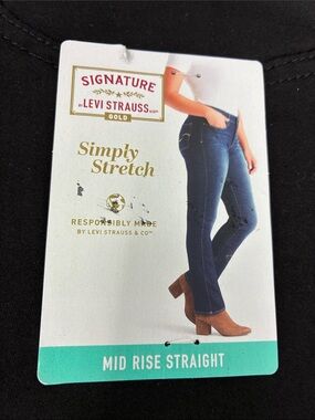 Signature by Levi Strauss Mid Rise Straight Women Jeans - Black 28S|W39|L30